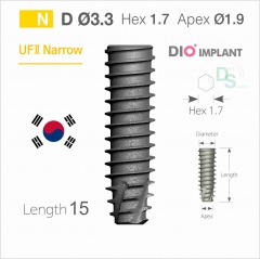 3315S Имплантат  UF(II) Ø3.3 мм L15.0 мм , DIO corporation Conical 11°