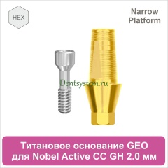 Титановое основание с шестигранником для Nobel Active CC NP совместимое с GEO [D 4.2; GH 2.0; H 5.5 мм] (арт. 07TBGMH3520NG)