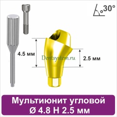 Мультиюнит угловой 30° для Neodent GM [D 4.8 mm; H 2.5 mm] совместимый с оригиналом (арт. 23MU304825G)