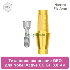 Титановое основание с шестигранником для Nobel Active CC NP совместимое с GEO [D 4.2; GH 3.0; H 5.5 мм] (арт. 07TBGMH3530NG)