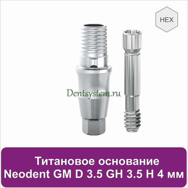 Титановое основание с шестигранником для Neodent Grand Morse D 3.5 GH 3.5 H 4 мм (арт. 23TBH35354)