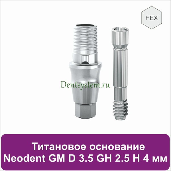 Титановое основание с шестигранником для Neodent Grand Morse D 3.5 GH 2.5 H 4 мм (арт. 23TBH35254)
