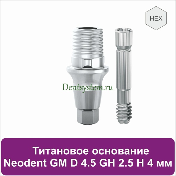 Титановое основание с шестигранником для Neodent Grand Morse D 4.5 GH 2.5 H 4 мм (арт. 23TBH45254)
